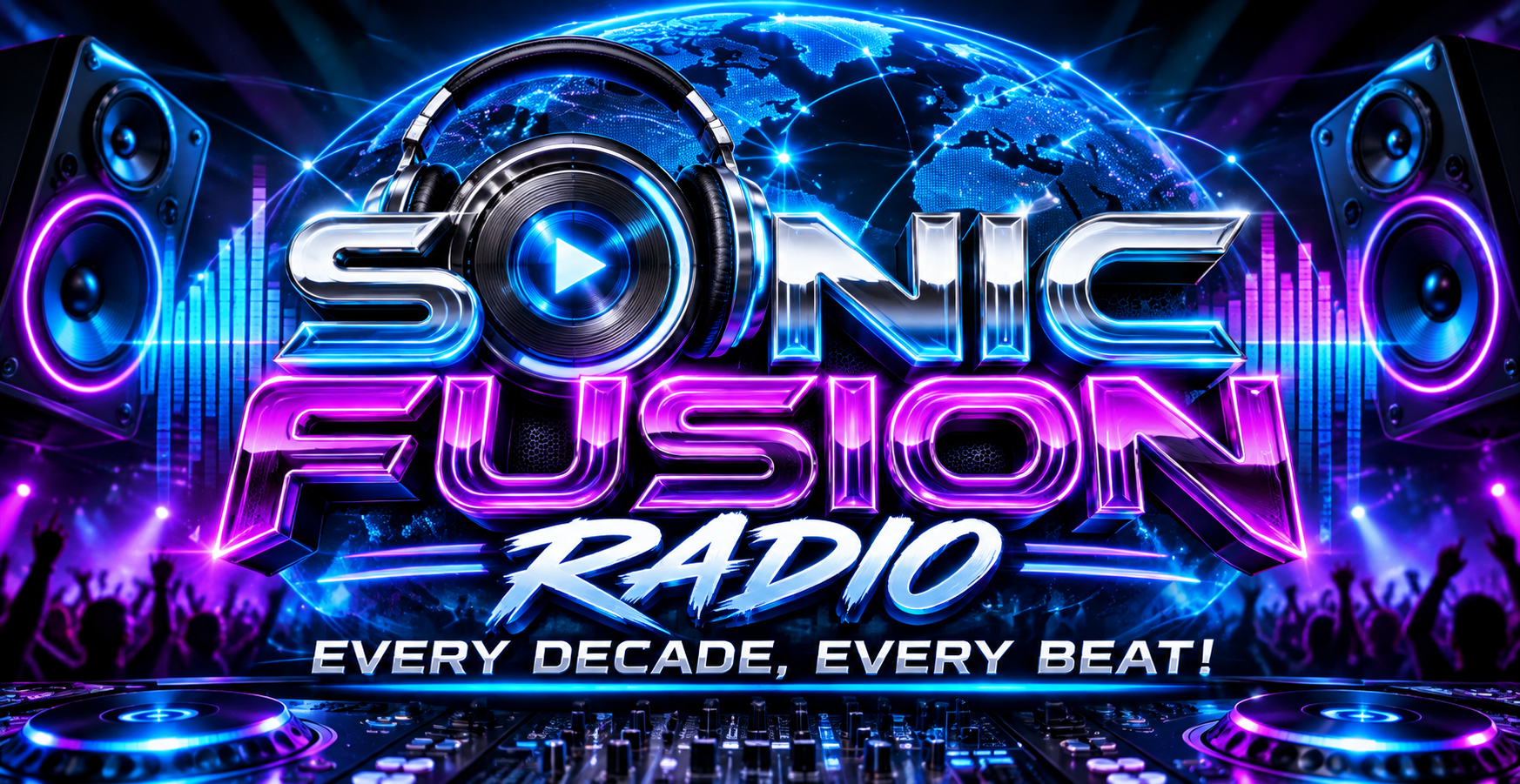 Sonic Fusion Radio neon poster